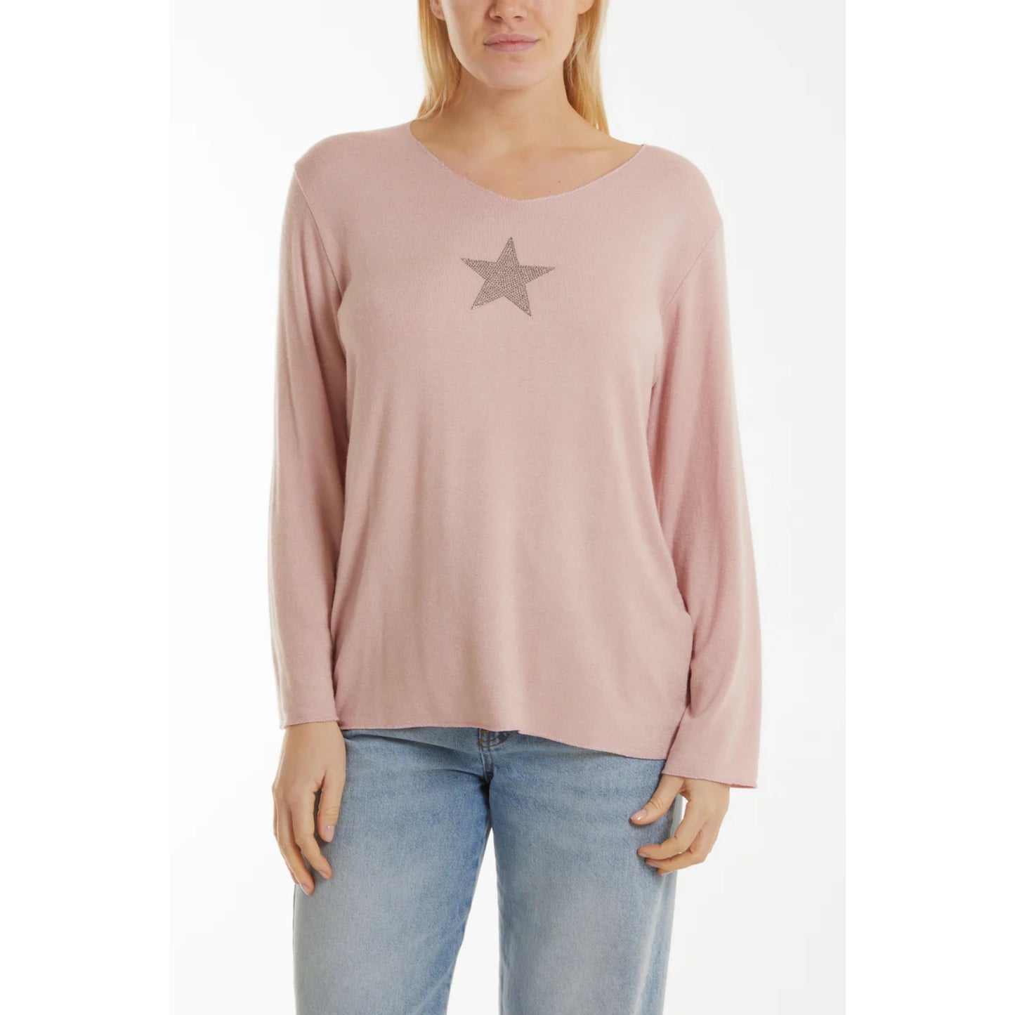 Diamante star top - Blush