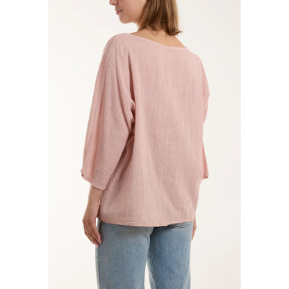 Relaxed 3/4 sleeve top - Blush pink