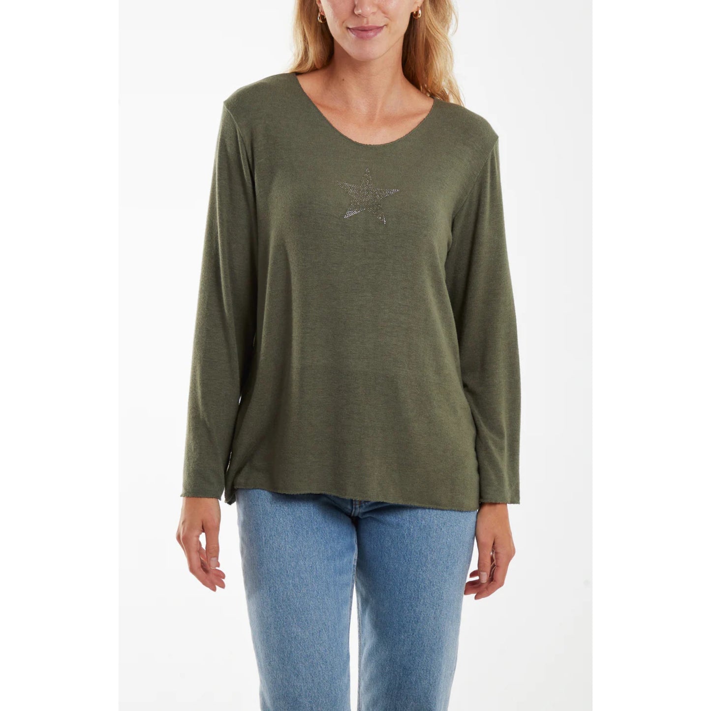 Diamante star top - Khaki