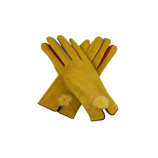 Pompom gloves - Mustard