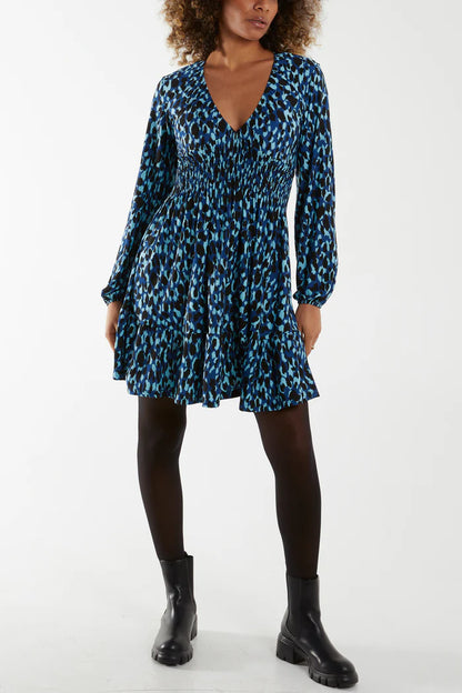 Blue animal print dress