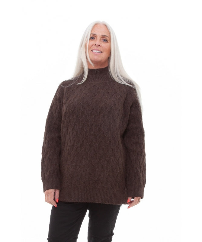 Cable knit jumper - Chocolate brown