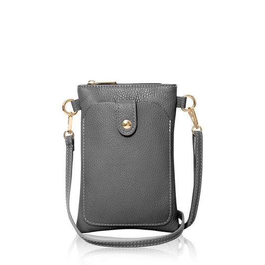 Ella - Popper front leather cross body bag