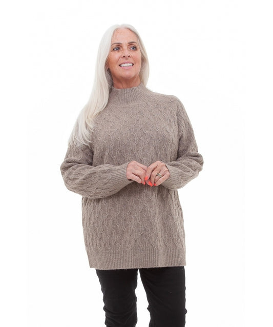 Cable knit jumper - Mink