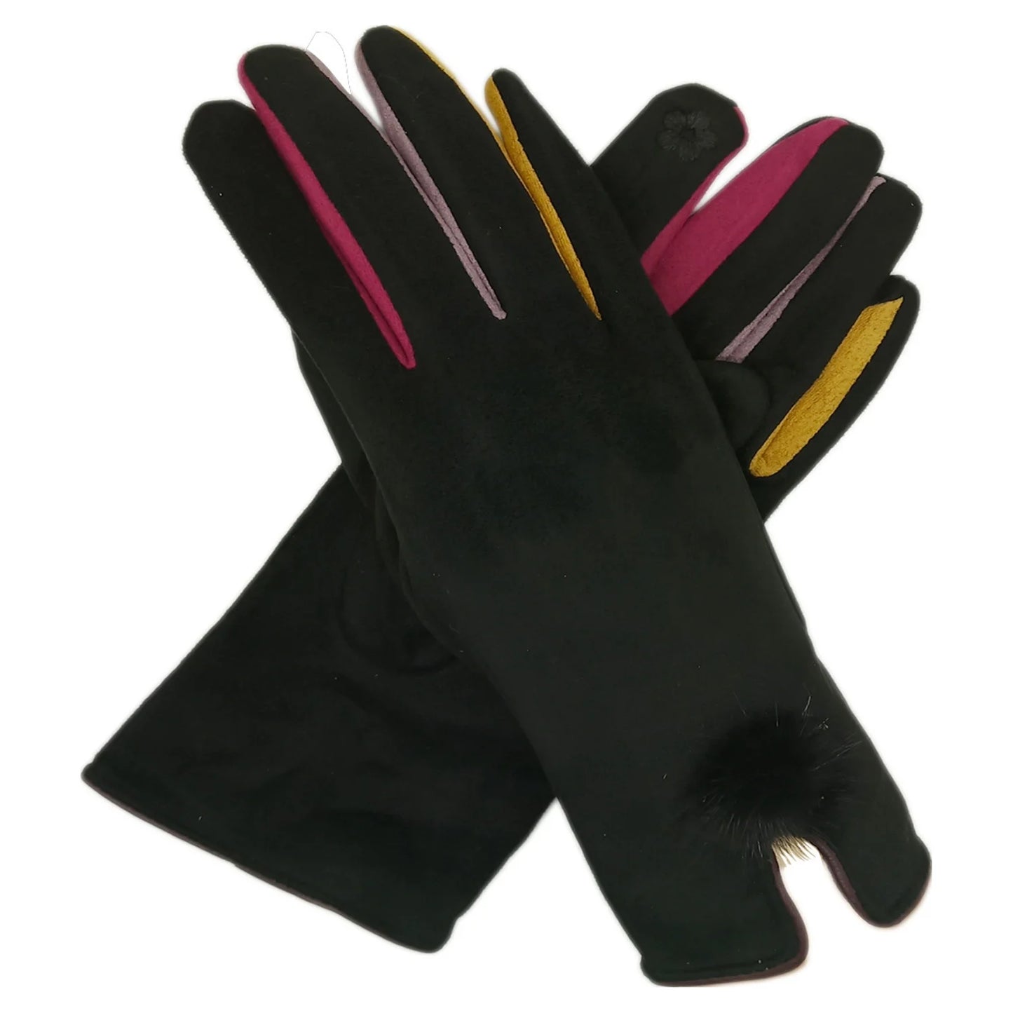 Pompom gloves - Black