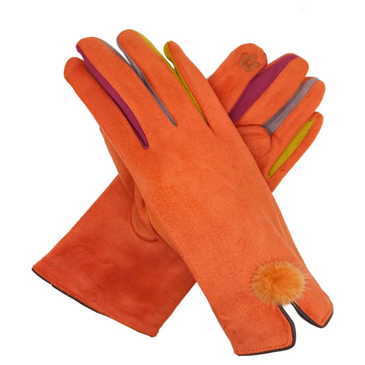 Pompom gloves - Orange